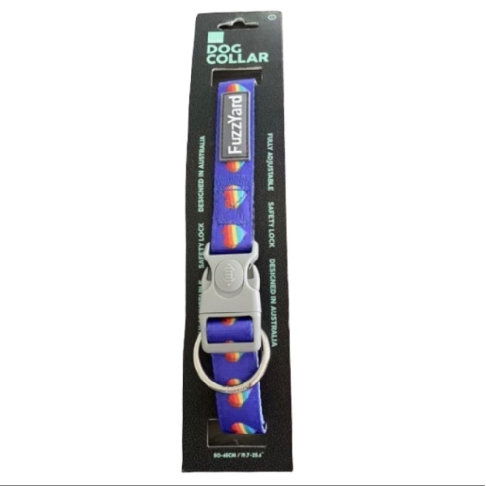 FUZZYARD Dog Collar Rainbow Heart Design Large